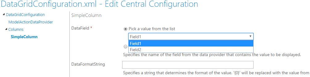 Field propositions in a DataGrid