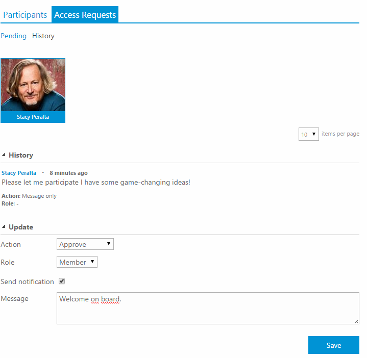 The new Access Request board in a MatchPoint Snow workspace