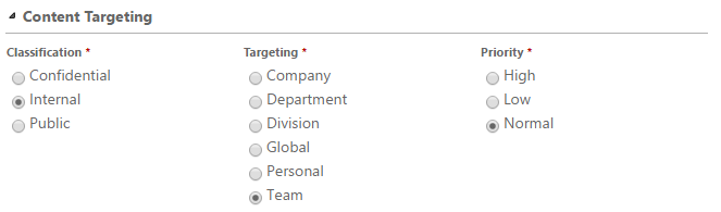 Content governance section