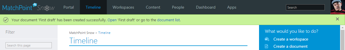 Document creation confirmation