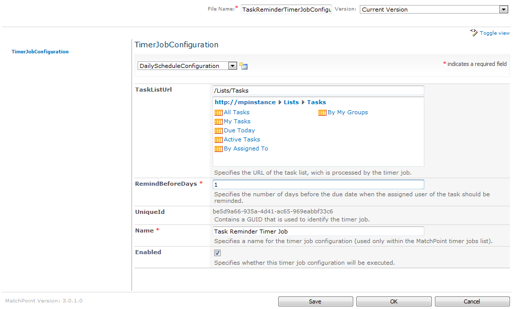 Timer Job Configuration