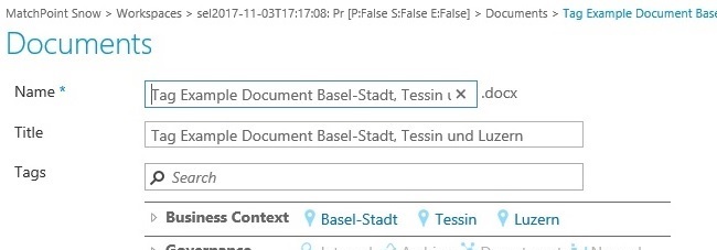 Document B with three tags: Basel-Stadt, Luzern & Tessin