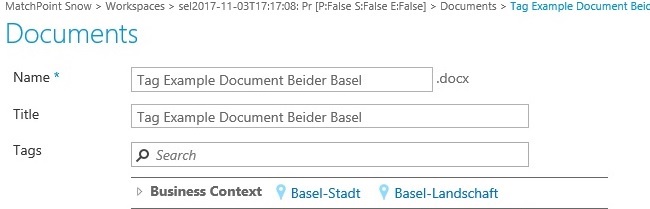 Document A with two tags: Basel-Stadt, Basel-Landschaft